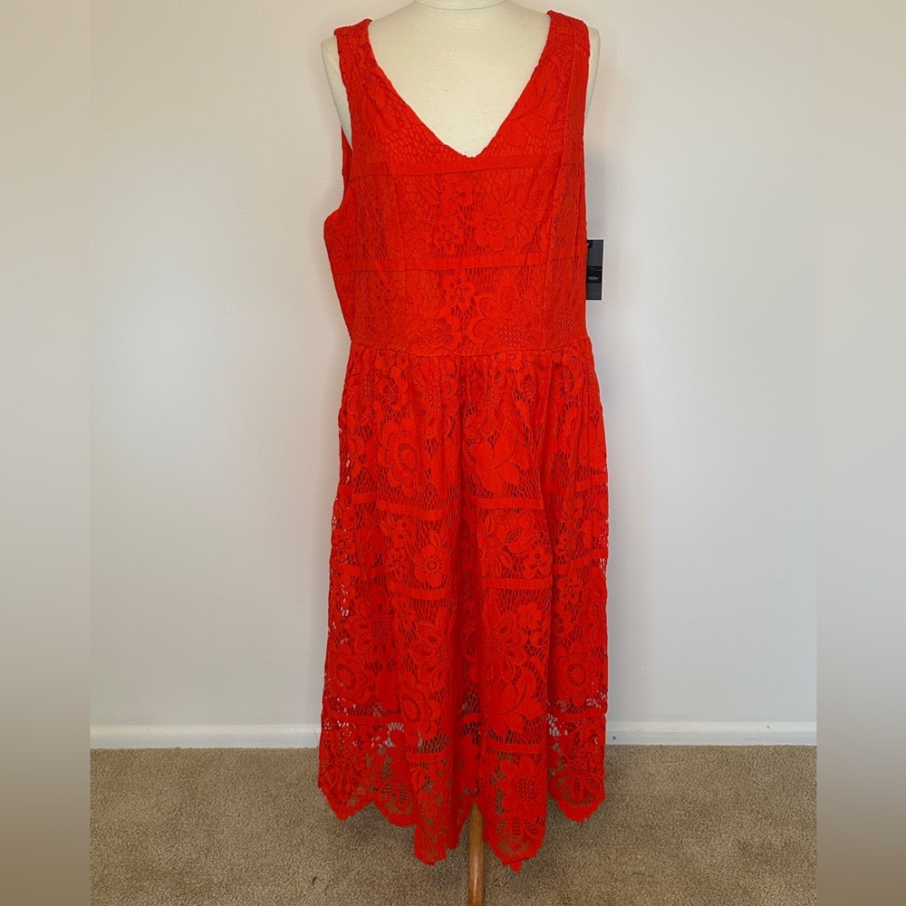 Massimo - Elegant Red Lace Dress - XL